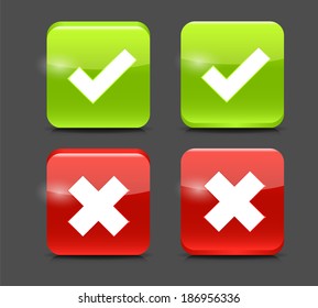 Vector Red and Green Check Mark Icons