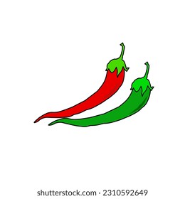vector red and green chili seasoning to be spicy and delicious