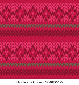 Vector red and green Faire Isle seamless pattern background. Great for Holidays, Christmas and New year. Happy background great for invitations, parties, posters and print on demand products.