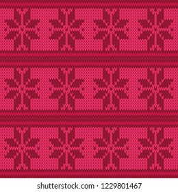 Vector red and green Faire Isle seamless pattern background. Great for Holidays, Christmas and New year. Happy background great for invitations, parties, posters and print on demand products.