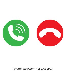 Vector red and green phone icon isolated on white background. Element for design interface mobile app or website
