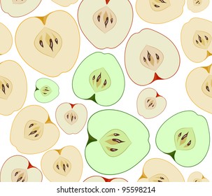 Vector red, green and yellow apple seamless background