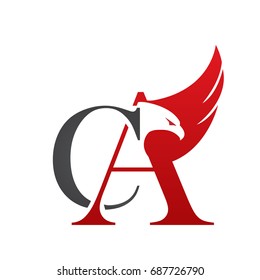 Vector Red Grey Letter C A Eagle Logo
