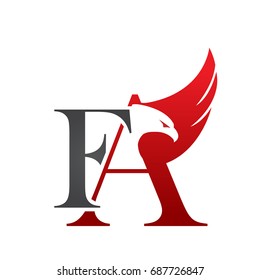Vector Red Grey Letter F A Eagle Logo