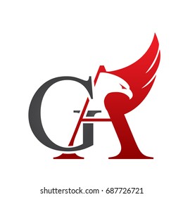 Vector Red Grey Letter G A Eagle Logo