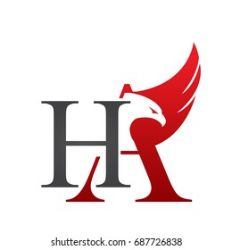 Vector Red Grey Letter H A Eagle Logo