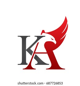 Vector Red Grey Letter K A Eagle Logo