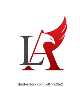 Vector Red Grey Letter L A Eagle Logo