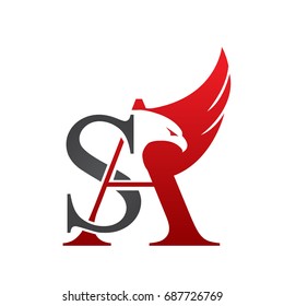 Vector Red Grey Letter S A Eagle Logo