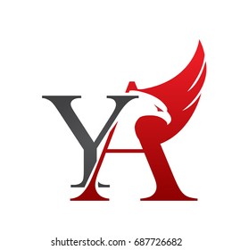 Vector Red Grey Letter Y A Eagle Logo