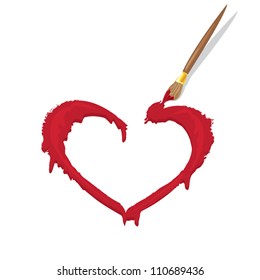 vector red grunge heart with place for text.