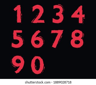 Vector Red Grunge Numbers Set.