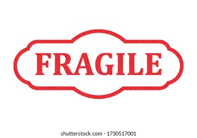 Vector red grunge rubber stamp  FRAGILE on a white background.
