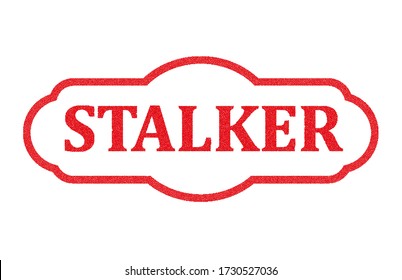 Vector red grunge rubber stamp STALKER on a white background.