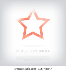 Vector red grungy watercolor contour star icon