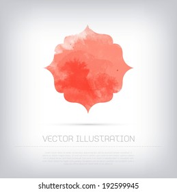 Vector red grungy watercolor decorative retro badge / banner / label