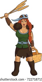 Vector red hair herbalist with cereals.