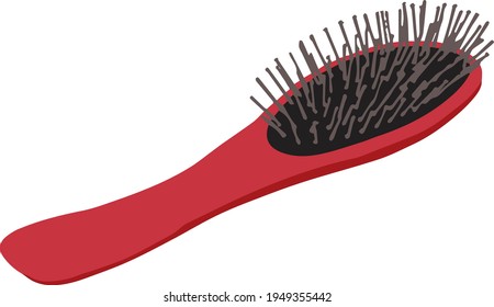 Vector red hairbrush on white background