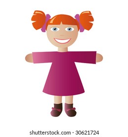 vector red haired young girl