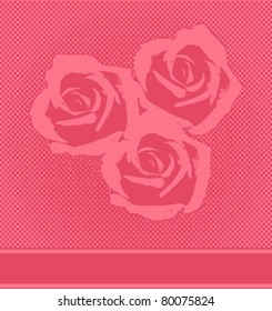 Vector red halftone roses card