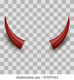 Vector Red Halloween Evil Horns on Checkered Background.