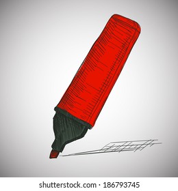 Vector Red Hand Draw Marker 