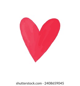 Vector red hand drawn watercolor set with hearts design elements for valentine day.