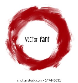 Vector red hand painted round frame