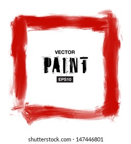 Vector red hand painted square frame