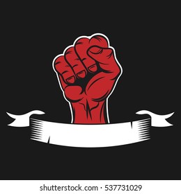 Vector Red Hand with ribbon