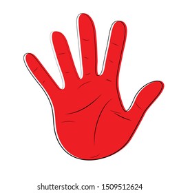 Vector of a red hand, stop violence