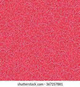 Vector Red Handdrawn Roses Seamless Pattern