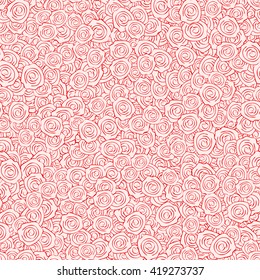Vector Red Handdrawn Roses Seamless Pattern