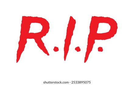 Letra escrita a mano roja de Vector "RIP" sobre fondo blanco