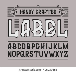 Vector red handy crafted vintage label font