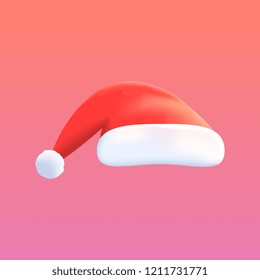 Vector Red Hat of Santa Claus Isolated on Background. Mock-up for Banners, Posters, Cards etc. Design Object. Vector Illustration.