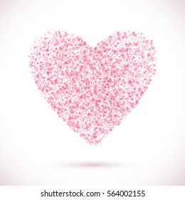 Vector red heart background. Valentine Day. Vector holiday. Mosaic design banner. Abstract stippled texture. Love heart.