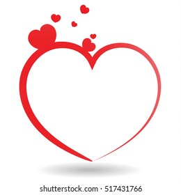Vector red heart Beautiful white background.