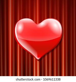 vector red heart celebration balloons glitters. 3d Illustration design for your greeting card, invitation and party love red curtain background art