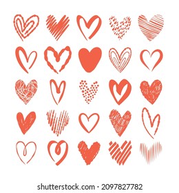 Vector red heart collection. Heart shape illustration