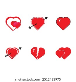 vector red Heart Design Elements
