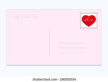 Vector red heart with envelope pink on white background,Vector illustration