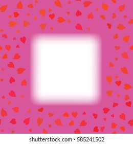 Vector Red Heart Frame on Pink Background. Symbol of Valentines Day