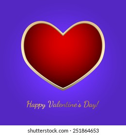 Vector red heart in golden frame