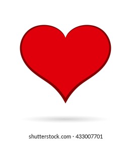 Vector Red Heart Icon isolated on white.