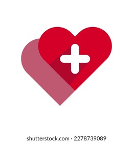 Icono de corazón rojo vectorial sobre fondo blanco, icono médico, icono de primeros auxilios, Eps10 .