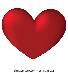 vector red heart isolated on white background, valentines day symbol