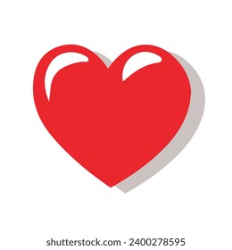 Vector red heart isolated on white background