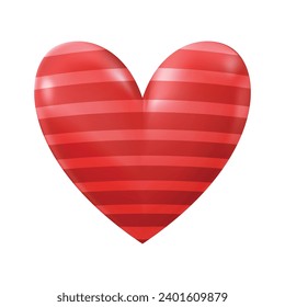 Corazón rojo vectorial aislado en la ilustración 3d del fondo blanco.