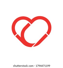 Logo del corazón rojo vector. Icono de amor, ilustración de stock.